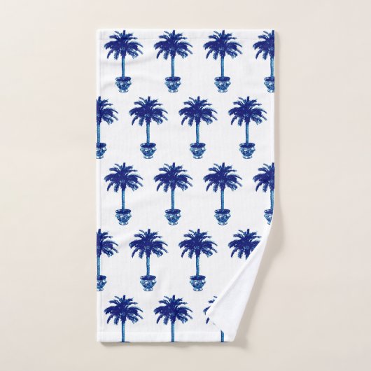 Eingemachte Palme - Kobaltblau und -WEISS Badhandtuch Set (Handtuch)
