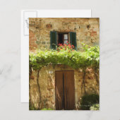 Eingemachte Pflanzen vor einem Gebäude, Piazza Postkarte (Vorne/Hinten)