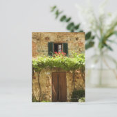 Eingemachte Pflanzen vor einem Gebäude, Piazza Postkarte (Stehend Vorderseite)