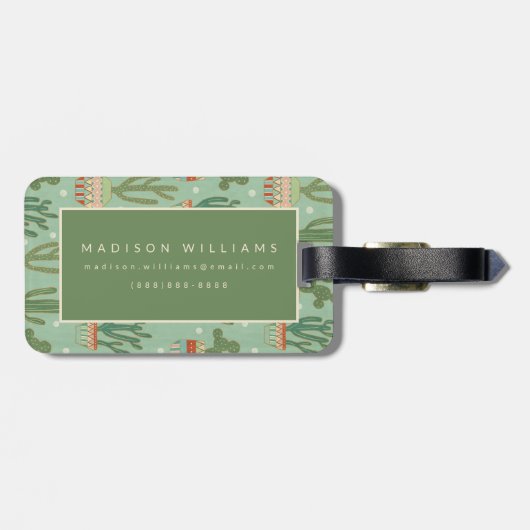 Eingemachtes Kaktus-Muster SüdwestGeo-Schritt-| Gepäckanhänger (Rückseite horizontal)