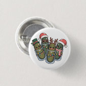 Eingemachtes mit Rentiershörnern Santa Eingemachte Button (Vorne & Hinten)