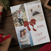Eingepacktes Geschenk mit Schleife Foto-Kollage