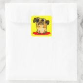 Eingepanzerter Mops Quadratischer Aufkleber (Tasche)