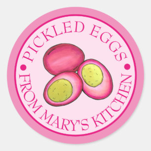 Eingepflückte, hartgekochte rote Rübeneier, von Runder Aufkleber