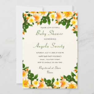Eingerahmte Blumen Baby Shower Einladung