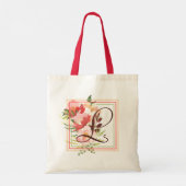 Eingerahmte Blumenstrauß-Monogramm-Tasche Tragetasche (Rückseite)