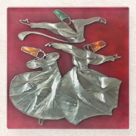 Eingeschlossene Sufis in der Prayer Akrylenkunst Glasuntersetzer (Vorderseite)