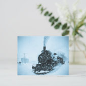Eingeschneiter Zug Vintage Postkarte (Stehend Vorderseite)