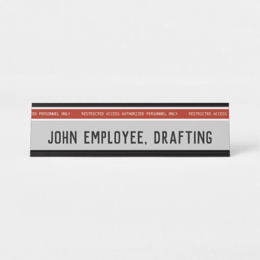 Eingeschränkter Zugang zu einem Beruflichen Risiko Schreibtischnamensplakette (Vorderseite )