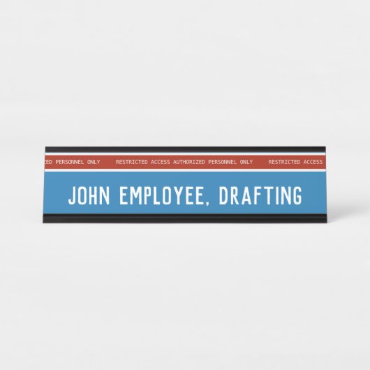 Eingeschränkter Zugang zu einem Beruflichen Risiko Schreibtischnamensplakette (Vorderseite )