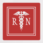 Eingeschriebene Krankenschwester Medical Caduceus  Etiketten (Design 1)