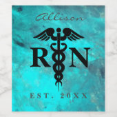 Eingeschriebene Krankenschwester Medical Caduceus  Weinetikett (Einzelnes Label)