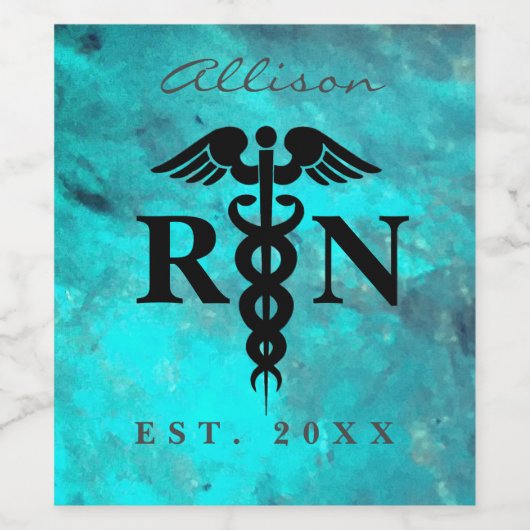 Eingeschriebene Krankenschwester Medical Caduceus Weinetikett (Einzelnes Label)