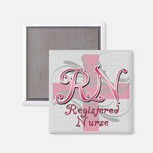 Eingeschriebene Krankenschwestern, rosa Wirbel Magnet (Vorderseite/Rückseite)