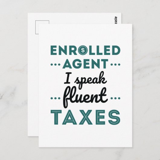 Eingeschriebener Agent I spricht fließende Steuern Postkarte (Vorne/Hinten)