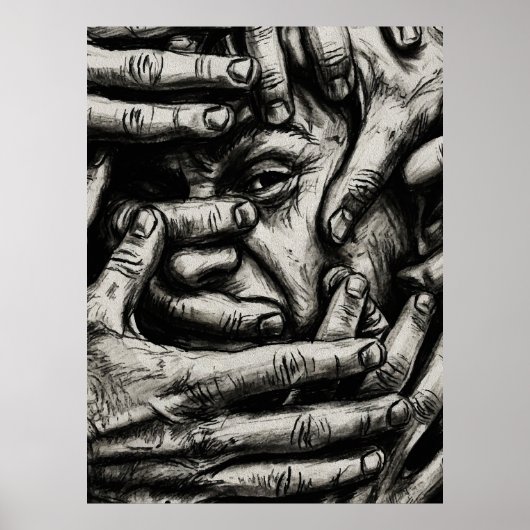 Eingesperrte Gedanken – Kohlestifte Schwarz und We Poster (Vorne)