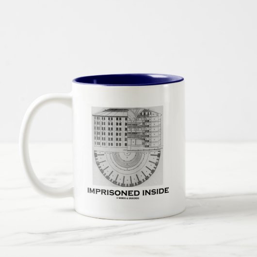 Eingesperrtes Innere (Jeremy Bentham Panopticon) Zweifarbige Tasse (Links)