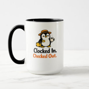 Eingestempelt Ausgestempelt Lustiges Pinguindesign Tasse