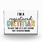 Eingetragene Diätitin RD Nie falsche Funny Gifts Fotoblock (Vorderseite)