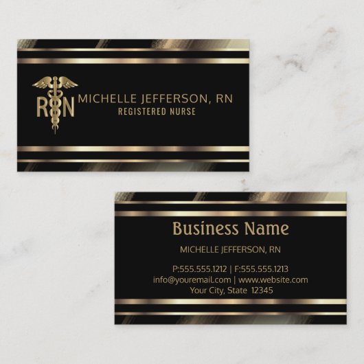 Eingetragene Krankenschwester Beruflich in Gold un Visitenkarte (Vorne/Hinten)