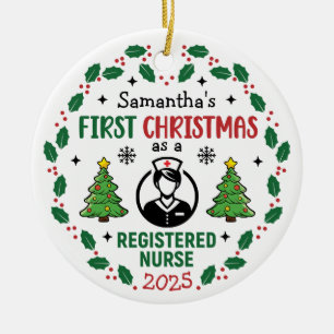 Eingetragene Krankenschwester Erste Weihnacht Pers Keramik Ornament
