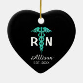 Eingetragene Krankenschwester Medical Turquoise Ca Keramik Ornament (Hinten)