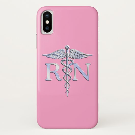 Eingetragene Krankenschwester RN Caduceus auf Pink Case-Mate iPhone Hülle (Rückseite)