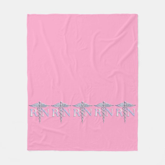 Eingetragene Krankenschwester RN Caduceus auf Pink Fleecedecke (Vorderseite)
