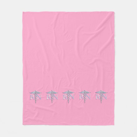 Eingetragene Krankenschwester RN Caduceus auf Pink Fleecedecke (Vorderseite)