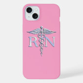 Eingetragene Krankenschwester RN Caduceus auf Pink iPhone Hülle (Rückseite)