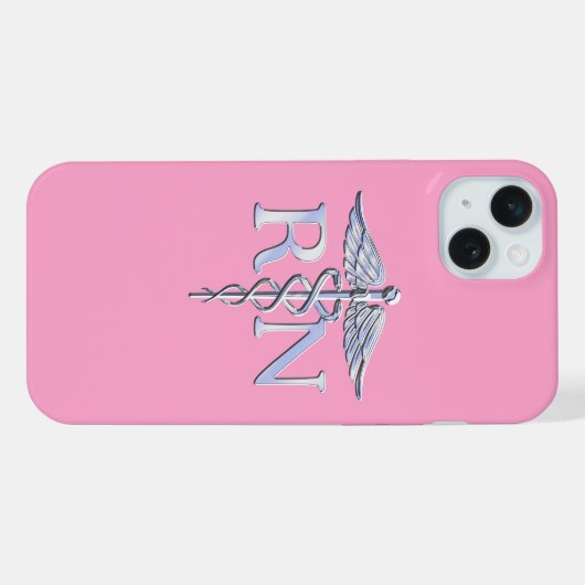 Eingetragene Krankenschwester RN Caduceus auf Pink iPhone Hülle (Rückseite (Horizontal))