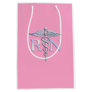 Eingetragene Krankenschwester RN Caduceus auf Pink Mittlere Geschenktüte