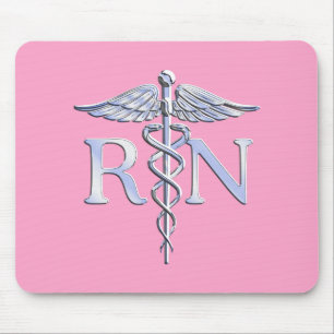 Eingetragene Krankenschwester RN Caduceus auf Pink Mousepad