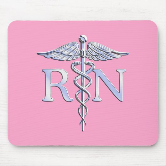 Eingetragene Krankenschwester RN Caduceus auf Pink Mousepad (Vorne)