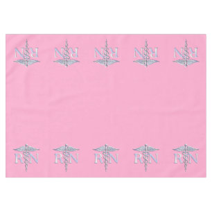 Eingetragene Krankenschwester RN Caduceus auf Pink Tischdecke