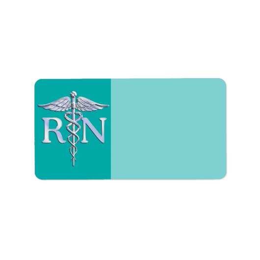 Eingetragene Krankenschwester RN Caduceus auf Türk Adressaufkleber (Vorne)