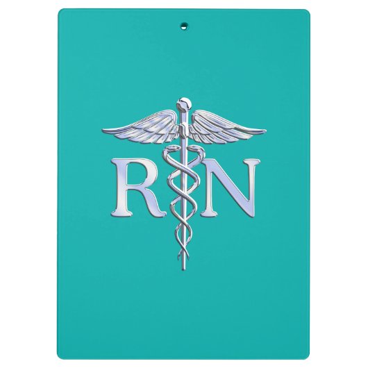 Eingetragene Krankenschwester RN Caduceus auf Türk Klemmbrett (Rückseite)