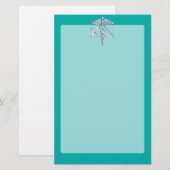 Eingetragene Krankenschwester RN Silver Caduceus a Briefpapier (Vorne/Hinten)