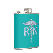 Eingetragene Krankenschwester RN Silver Caduceus a Flachmann (Rechts)