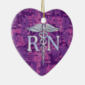 Eingetragene Krankenschwester RN Silver Caduceus a Keramikornament (Rechts)