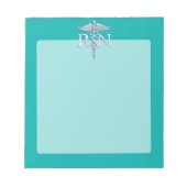 Eingetragene Krankenschwester RN Silver Caduceus a Notizblock (Vorderseite)