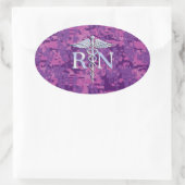 Eingetragene Krankenschwester RN Silver Caduceus a Ovaler Aufkleber (Tasche)