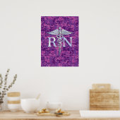Eingetragene Krankenschwester RN Silver Caduceus a Poster (Küche)