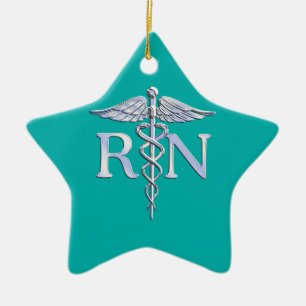 Eingetragene Krankenschwester RN Stilvolles Caduce Keramikornament