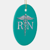 Eingetragene Krankenschwester RN Stilvolles Caduce Keramikornament (Rechts)