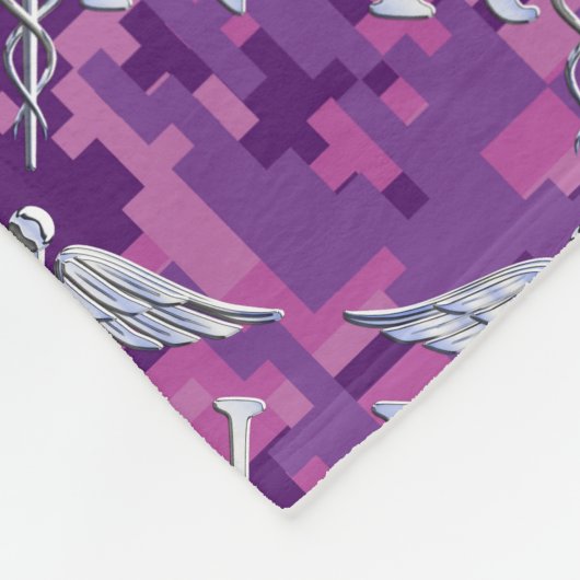 Eingetragene Krankenschwester Silver Caduceus Pink Fleecedecke (Ecke)
