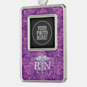 Eingetragene Krankenschwester Silver Caduceus Pink Rahmen-Ornament Silber (Links)