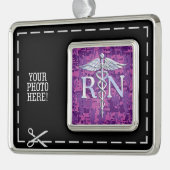 Eingetragene Krankenschwester Silver Caduceus Pink Rahmen-Ornament Silber (Links)