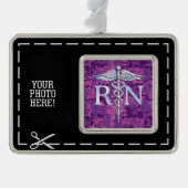 Eingetragene Krankenschwester Silver Caduceus Pink Rahmen-Ornament Silber (Vorderseite)