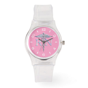 Eingetragener Nurse Silver Caduceus Light Pink Dia Armbanduhr